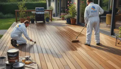 Tacoma, WA deck painting service prepping and coating wood deck for moisture protection