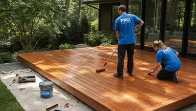 Tacoma, WA deck staining by paint pros protecting wood from rain, UV, and moisture damage