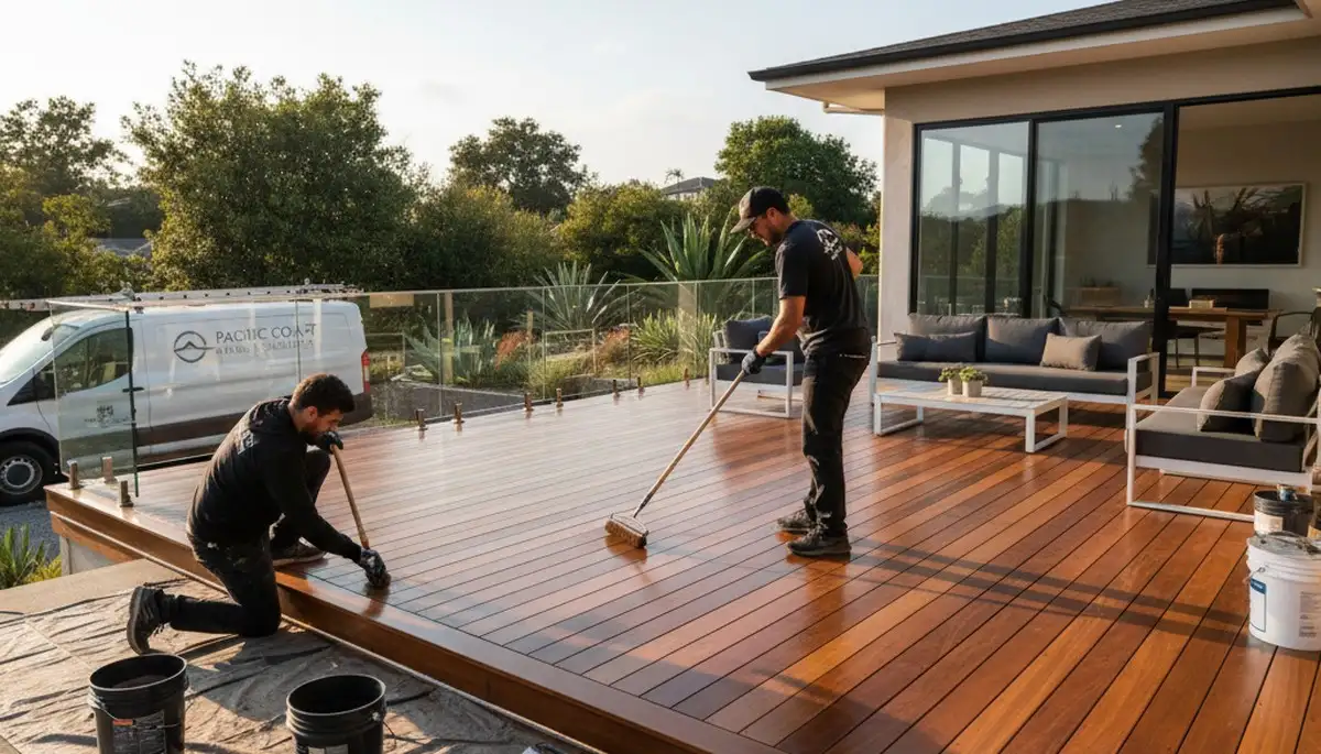 Tacoma, WA deck staining service protecting wood from rain, UV, and moisture damage