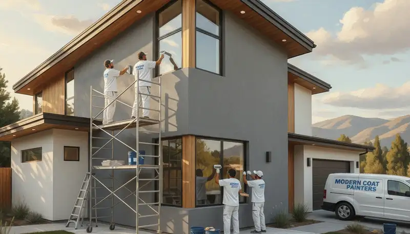 Tacoma, WA house painting crew applying durable exterior paint to protect homes from moisture