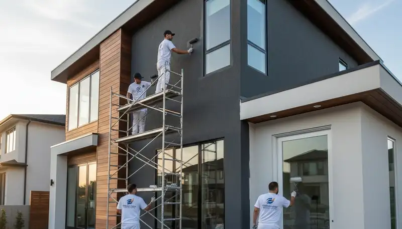 Tacoma, WA house painter applying exterior paint for durable home protection