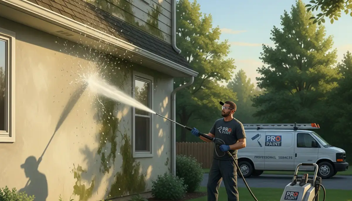 Pressure washing siding and concrete in Tacoma, WA by Tacoma Paint Pros